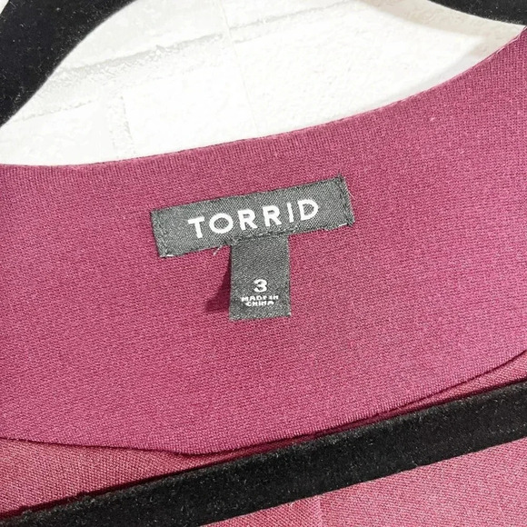 Torrid Burgundy & Black Color Block Shawl Collar Blazer Women's Plus Size 3X - Picture 6 of 8